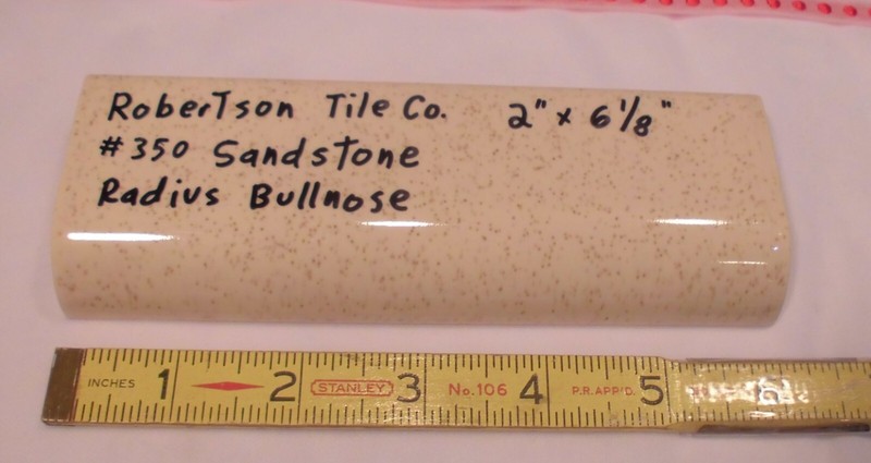1 pc. Ceramic Tile: Sandstone: Beige & Gold Specks, Robertson 2″ X 6″ Bullnose
