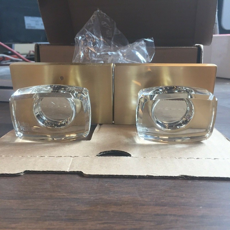 Emtek 5212WSUS4 Privacy Set Rectangle Rosette Modern Windsor Crystal Knob Brass gallery