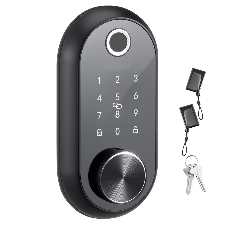 Uimoso Fingerprint Door Lock with Biometric Deadbolt and Touchpad in Matte Black