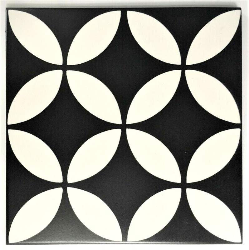 8″ x 8″ Geo Black Swan Patterned Ceramic Floor Wall Tile Bath (1 PIECE)