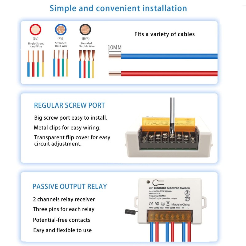 2 Channels Wireless Relay Remote Control Switch 433Mhz RF AC 110V 120V 220V 2... gallery