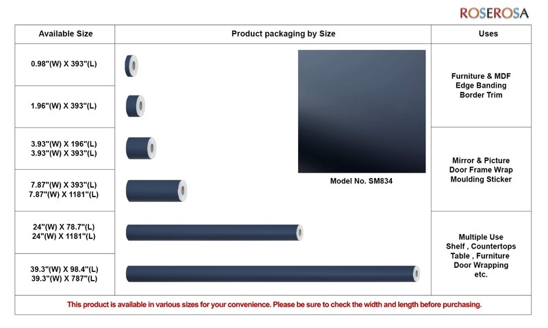 ROSEROSA Super Matt Solid Architectural Film Vinyl Wrap Furniture Refacing SM834 gallery