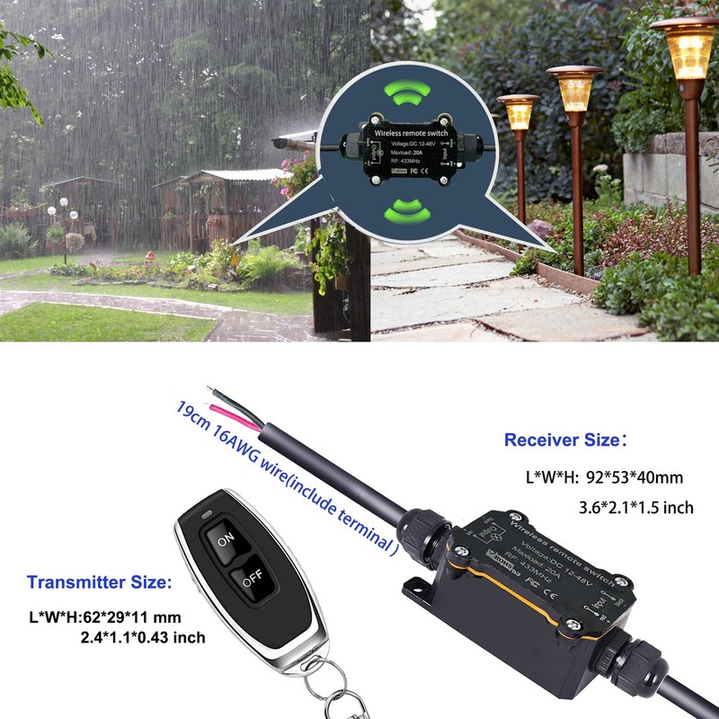 Remote Control Switch,DC12/24/48V Waterproof Wireless 433Mhz Transmitter Rece... gallery
