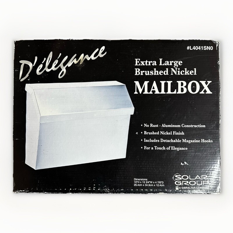 Gibraltar Solar Group Mailbox Extra Large Brushed Nickel Aluminum Silver 10x13x4