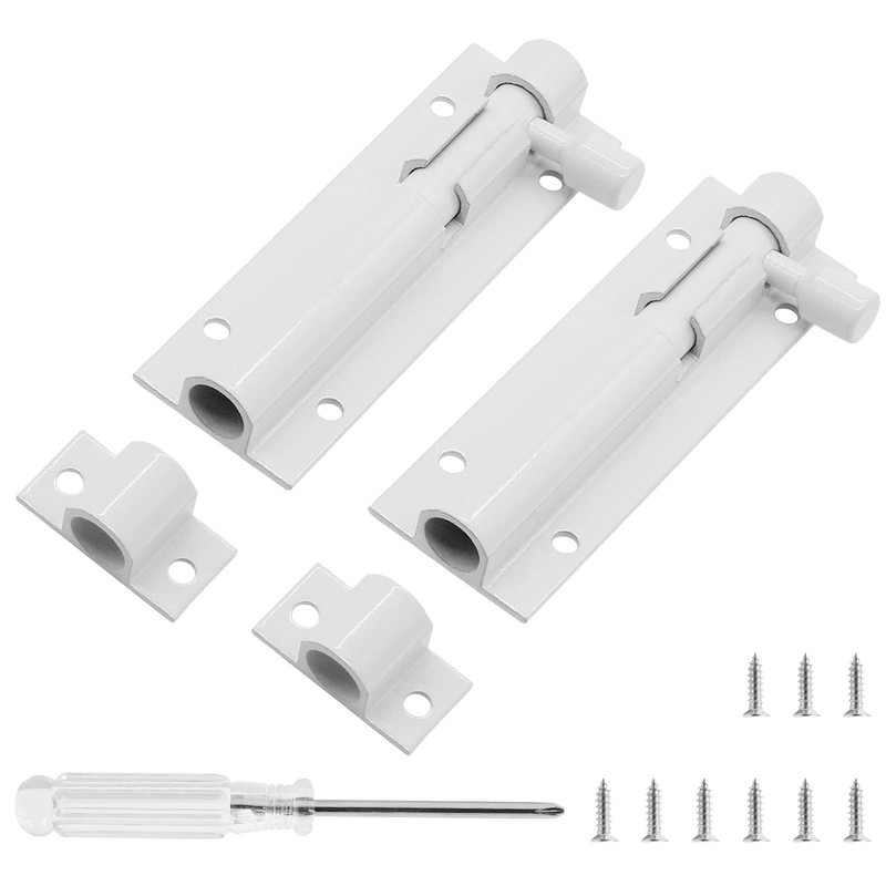 Biaungdo 4 Inch Slide Bolt Latch Lock, 2 Pack White Barrel Bolt Door Security…