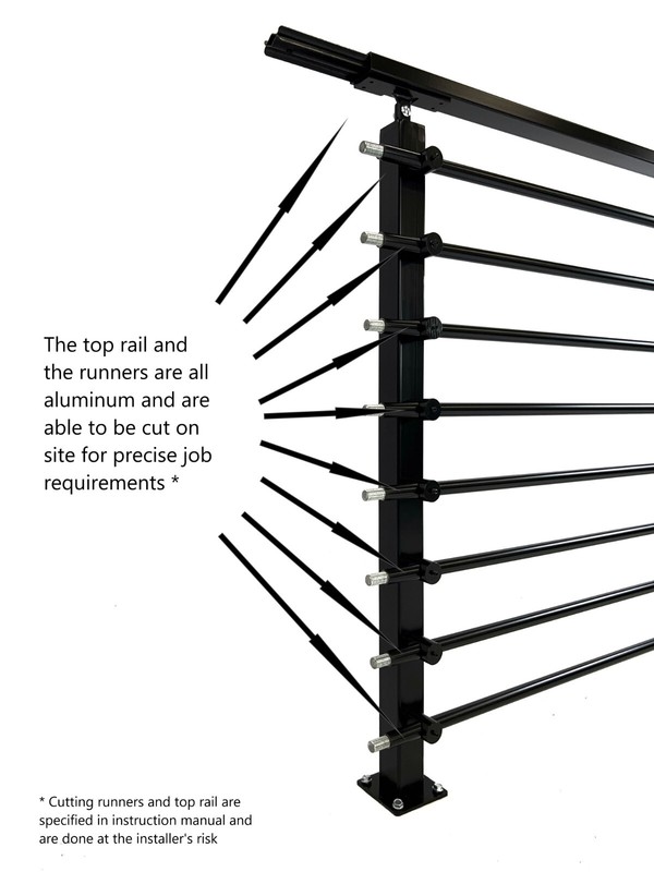 Modern Horizontal Fully Adjustable Railing Banister System, Complete Guard Kit gallery