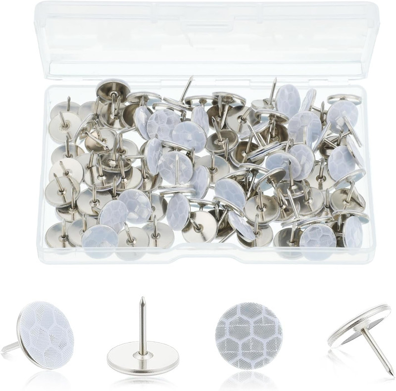 100 Pcs Reflective Tacks Trail Marking Tacks, 0.4″ Glow in Dark Thumb Nails Tack