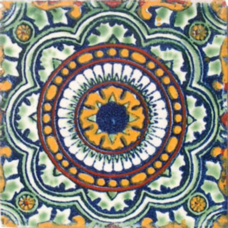 #C035) Mexican Tile sample Ceramic Handmade 4×4 inch, GET MANY AS YOU NEED !!