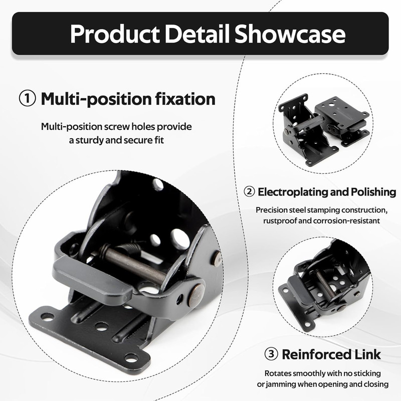 4 Pack Folding Table Leg Brackets with Self-Locking Hinges 0-90°, Folding Shelf gallery