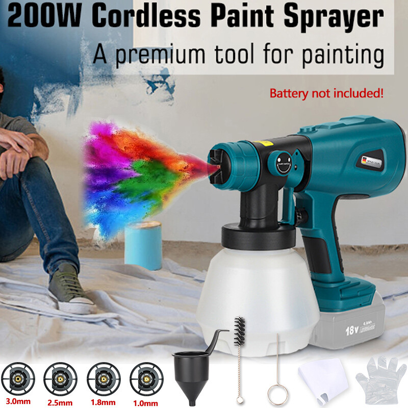 200W High Power HVLP Spray Paint Gun Paint Sprayer for Makita 18V Li-ion Battery