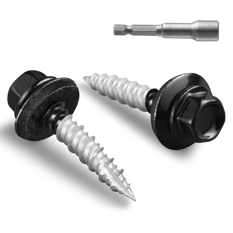 Metal Roofing Screws #10 × 1 Inch, 80pcs Black 10 x 1" Black, 1lb per box