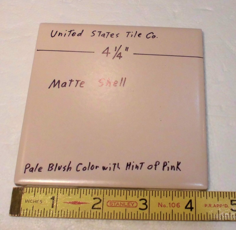1 pc. Matte Shell: Ceramic Tile by United States Co. light tan +hint of Pink gallery