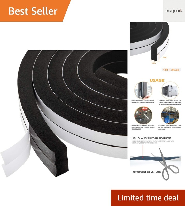 Closed Cell Foam Weather Strip, 1/2 Inch x 1/2 Inch, Window Insulation Rubber…