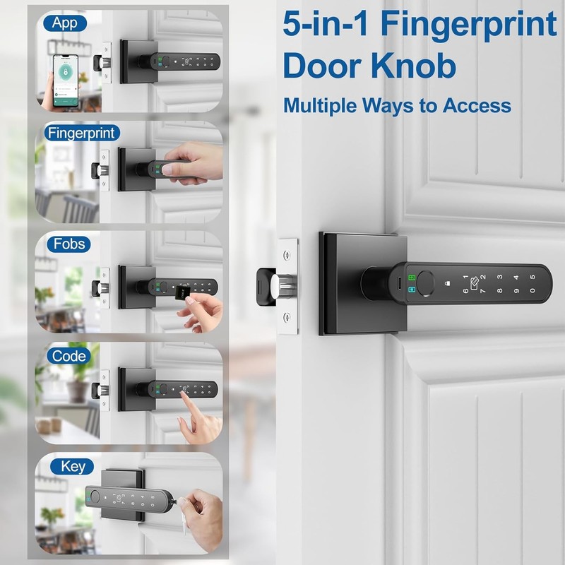 Smart Fingerprint Door Lock:Fingerprint Door Knob-Biometric 5-in-1 Finger Print gallery
