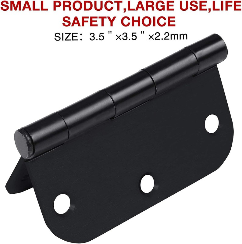 36 Pack Rounded Matte Black Door Hinges 3.5 Inch 5/8" Radius Interior 3 1/2 Inch gallery