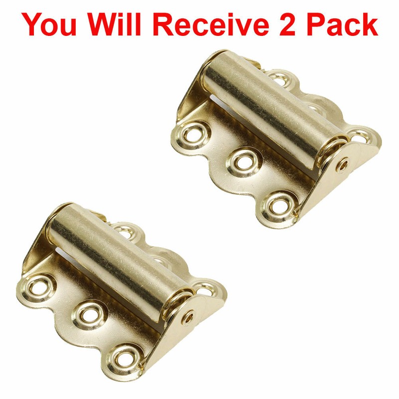 (2-Pack) Screen Door Hinge Hardware Self-Closing Easy Install Polished Brass