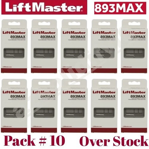 10 Pack 893MAX LiftMaster 3 Button Remote Control Garage Door Opener