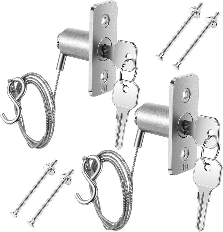 2 Set Garage Door Emergency Key Release Lock Kit with Cable, Universal Manual Op
