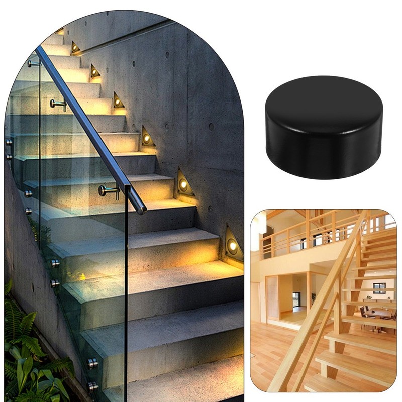 2 Pcs Round Handrail End Caps Stainless Steel 50 mm Staircase Hand covers gallery