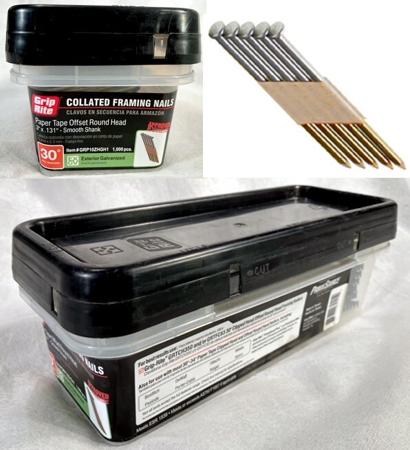 GRIP RITE Paper Tape OFFSET Round Head 3″ Collated Framing 30° Nails GRP10ZHGH1