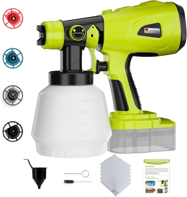 Cordless Paint Sprayer Compatible with Ryobi One+ 18V - 1000ML for Easy Painting gallery
