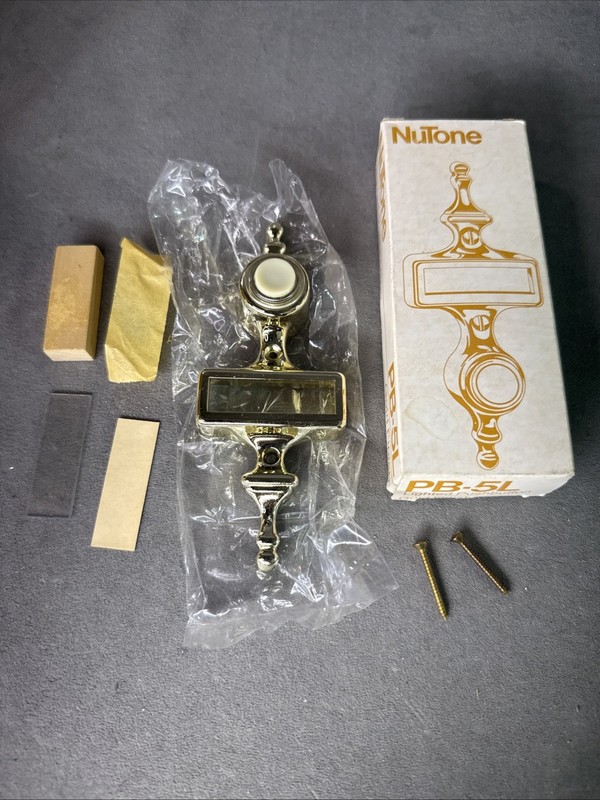 Vintage NuTone PB-5L Pushbutton Lighted Door Bell Gold Finish NOS