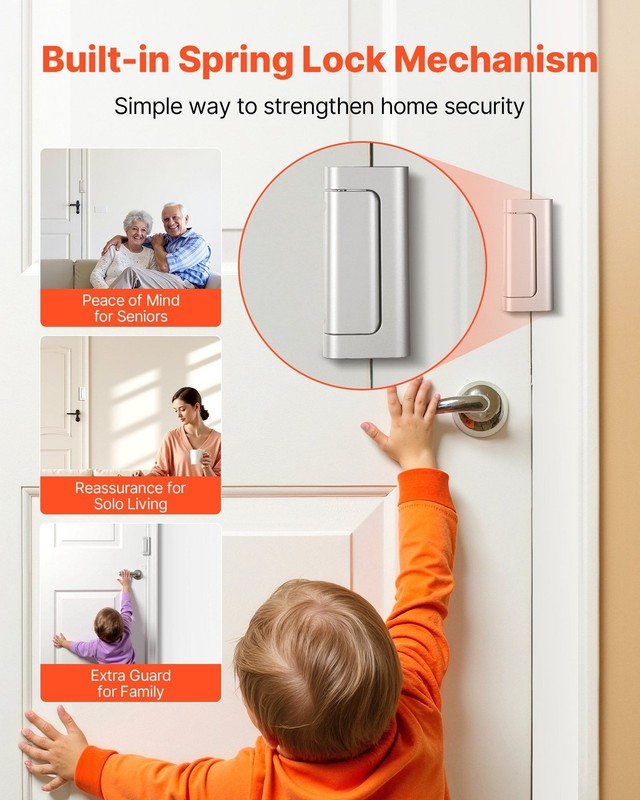 Security Door Lock Kit, 800lb Strength, 3" Stop, Aluminum, 2 Units gallery