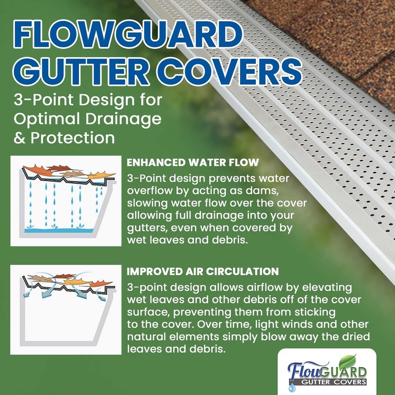 FlowGuard Gutter Guard, USA Made Professional DIY 5 Inch 50-Year Gutter Cover... gallery