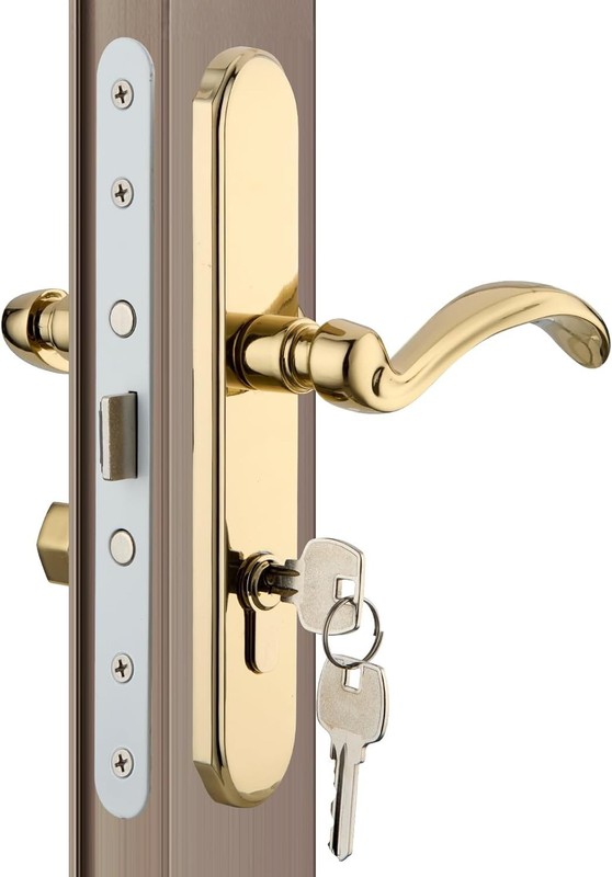 Pella Storm Door Handle Accessory Set with Key & Lock Cylinder – Polished Gold