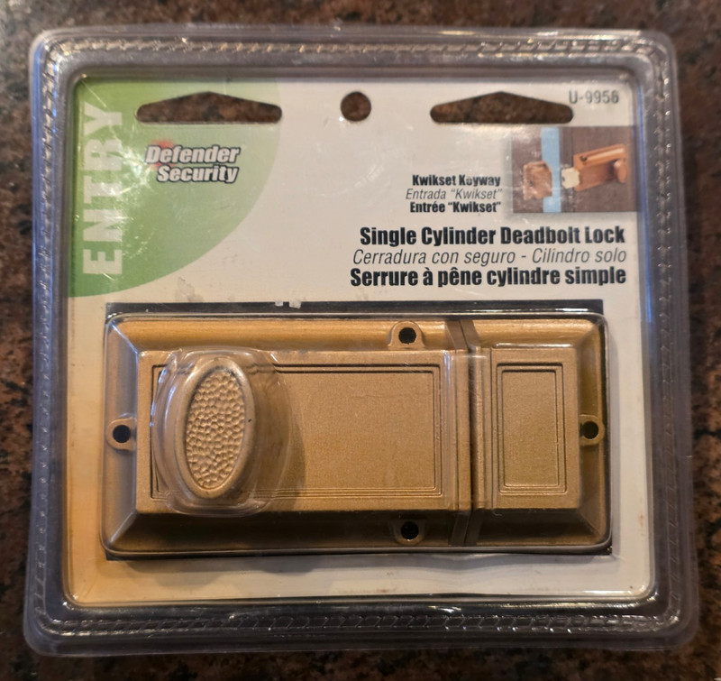 Defender Security U-9956 Rim Single Cylinder Deadbolt Lock Brass