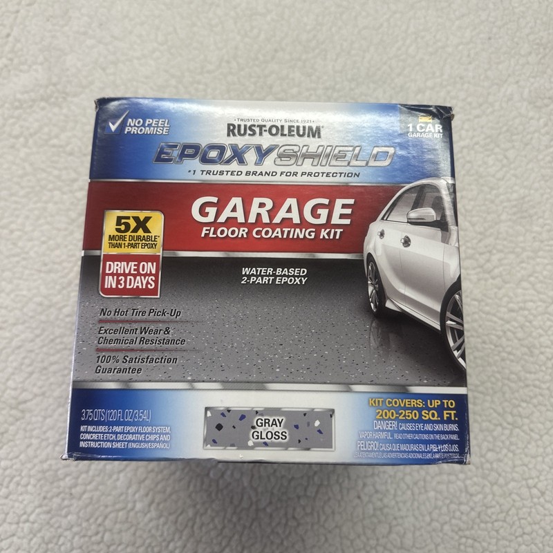 Rust-Oleum ExporyShield Garage Floor Coating Kit 2 Part Epoxy 200-250 Sq Ft Gray