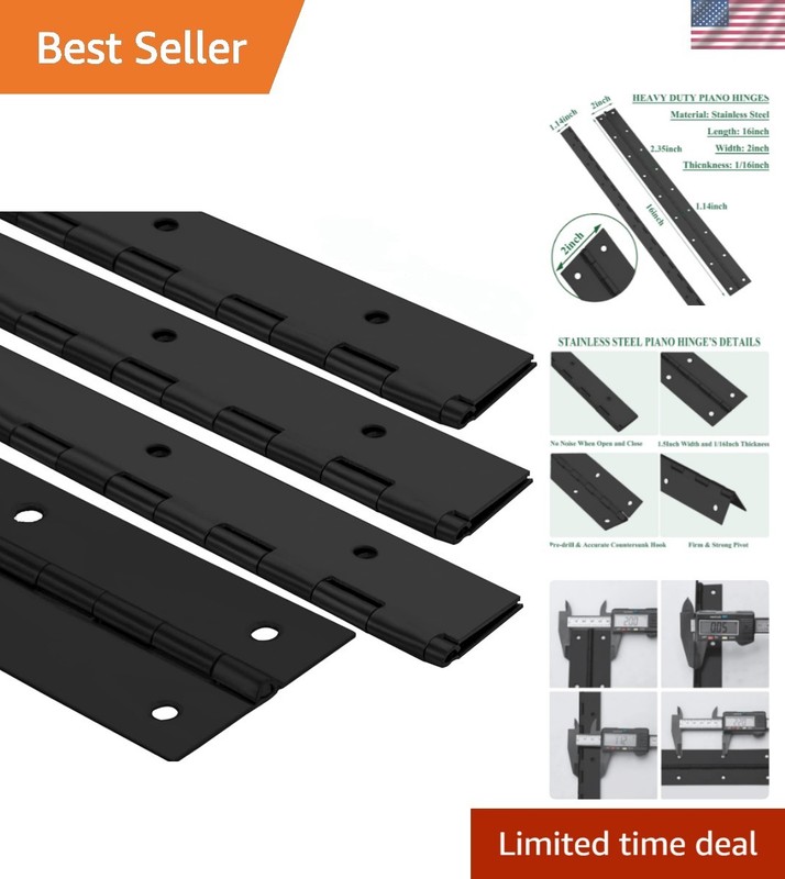 4Pack Heavy Duty Piano Hinge, 2″ Open Width x 16″ Continuous Hinges, 0.06″ Th…