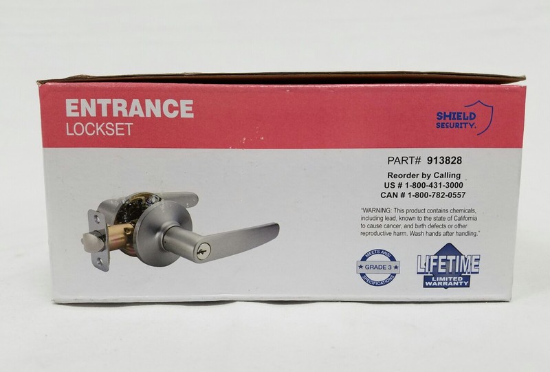 Shield Security Straight Entry Door Handle Lever 913828 Satin Nickel 2-3/8 2-3/4 gallery