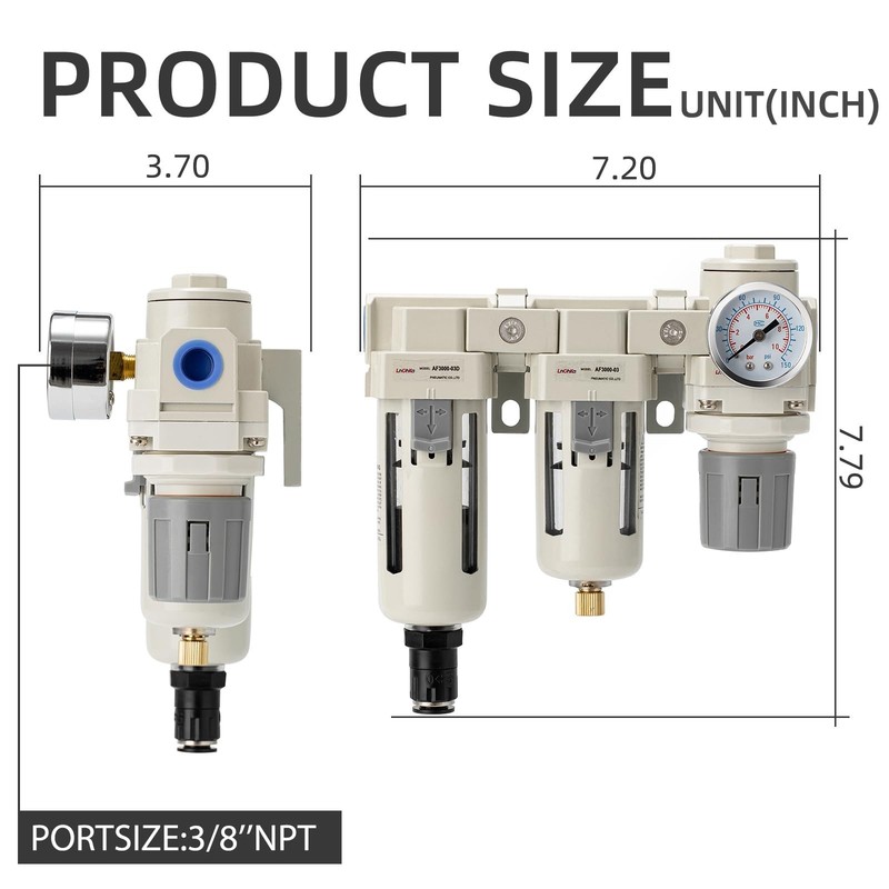 Air Filter Regulator Compressor Filter Quick-connect Fittings 3/8 NPT Port gallery