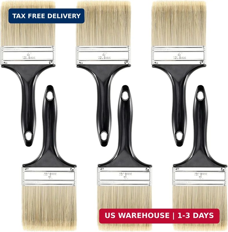 MUKCHAP 6 Pack 4 Inch Paint Brushes, Polyester Bristle and Plastic Handle Paint