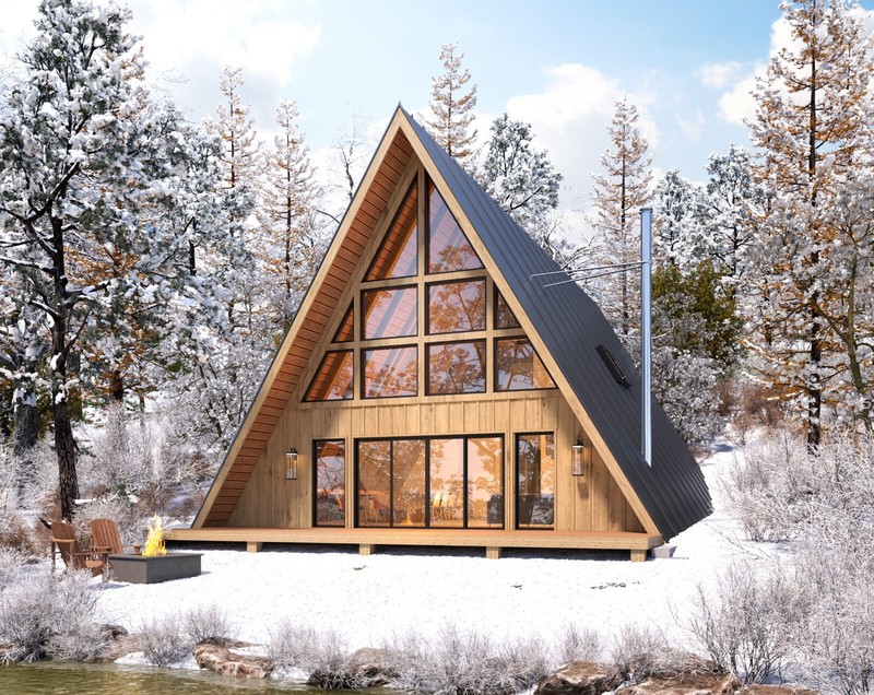 36′ x 58′ Large Modern A-Frame Cabin Architectural Plans 2500SF – PDF Download