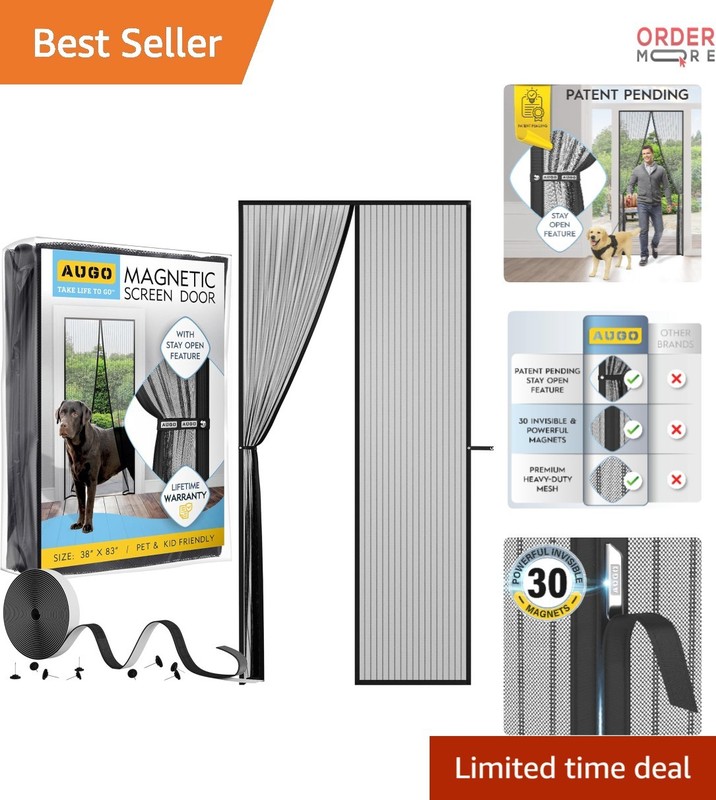 Magnetic Screen Door Polyester Self Sealing Heavy Duty Mesh Pet Kid Friendly