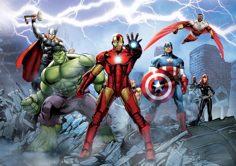 Kids room Wall Mural wallpaper 252x182cm Comics super heroes Marvel Hulk Avenger