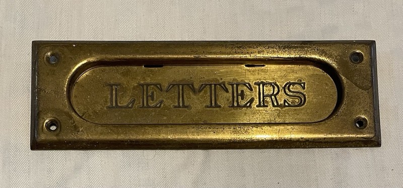 Vintage Brass Letters Spring Hinged Mail Slot – 8″ x 2-1/2″