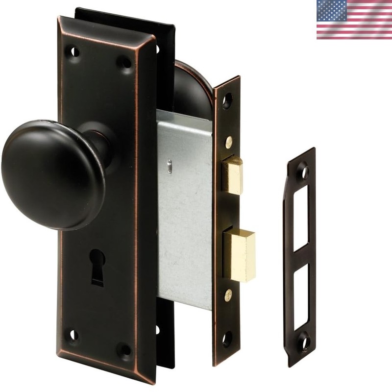 Classic Bronze Mortise Keyed Lock Set – Ideal for Bathroom & Bedroom Privacy