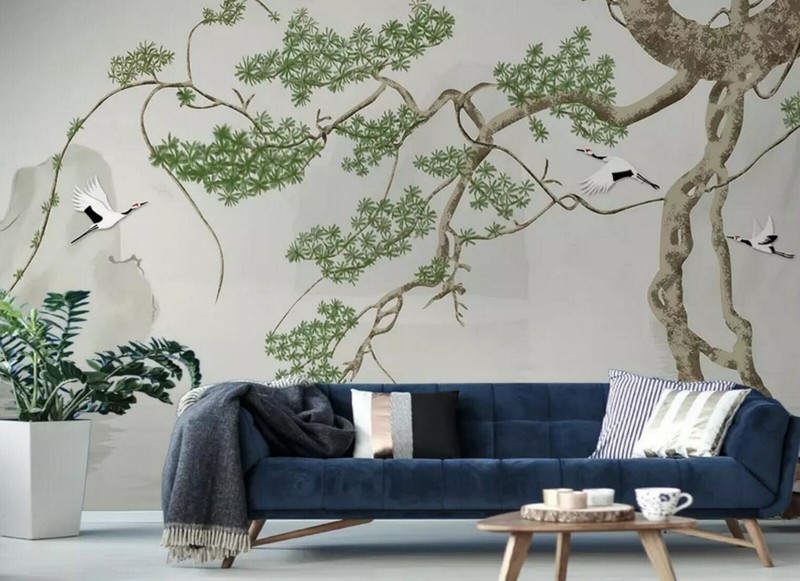 3D Hand Drawn Tree Retro Self-adhesive Removable Wallpaper Murals Wall 450