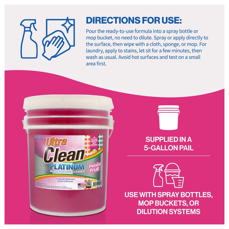 Ultra Clean Platinum Multipurpose Cleaner, Non-Abrasive, Passion Fruit, 5 Gal gallery