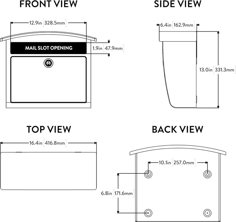 Architectural Mailboxes Dal Rae Galvanized Steel, Locking Wall Medium, Black New gallery