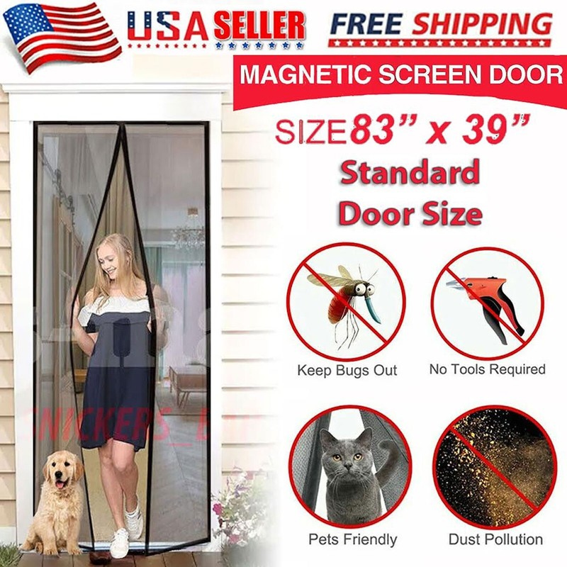 Magnetic Screen Door Mesh Curtain Durable Mosquito Net Bug Hands Free US