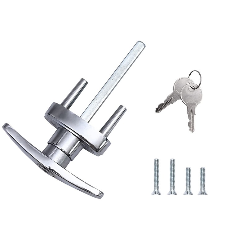 Wedelweib Garage Doors T Handle Lock with 2 Keys and 2 Set mounting Silver