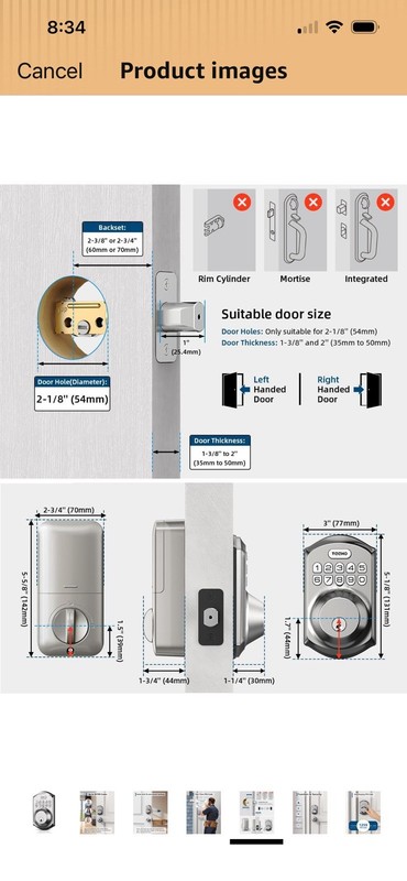 TEEHO TE001 Keyless Entry Door Lock Keypad Smart Deadbolt Lock - Satin Nickel gallery