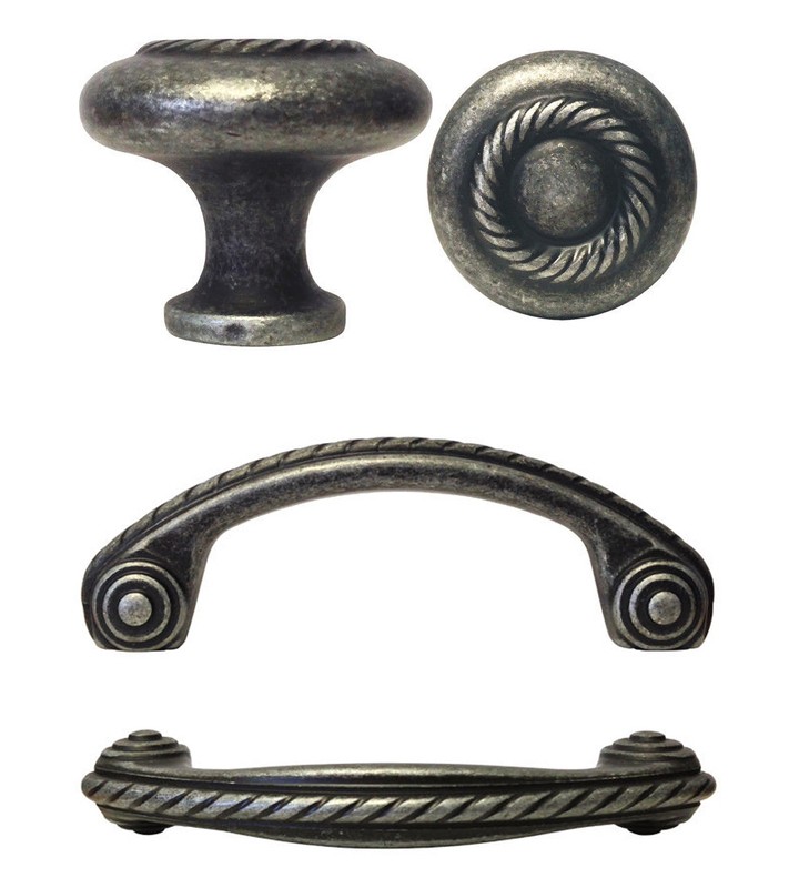 Antique Petwer Rope Kitchen Cabinet Drawer Knobs 1 1/4″ & Pulls 3″ 3 3/4″