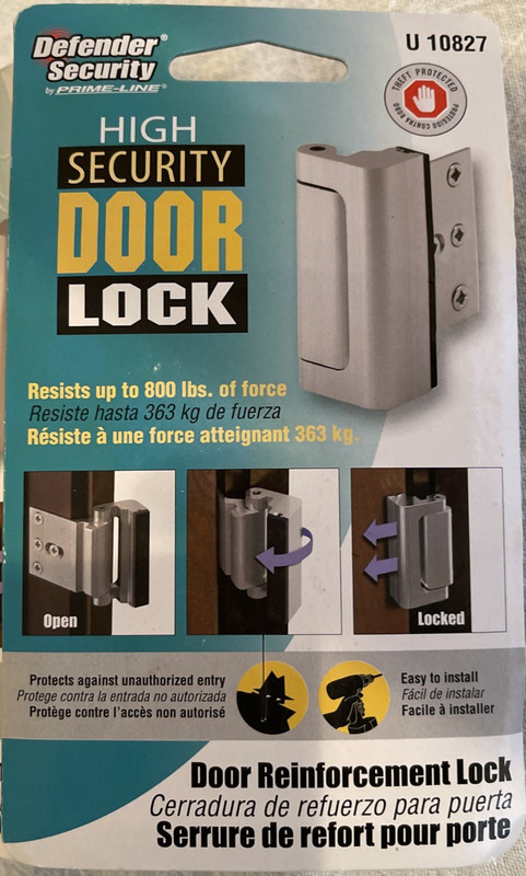 2-Prime-Line Door Reinforcement Locks– 3″ Aluminum Stop, Withstands 800 lb Force gallery