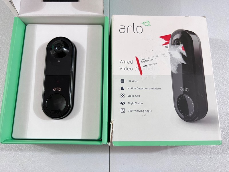 As-is Arlo – Essential Wi-Fi Smart Video Doorbell – Wired – Black