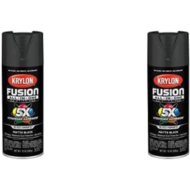 All-In-One Spray Paint Matte Black 12oz Indoor Outdoor Rust Resistant Pack of 2